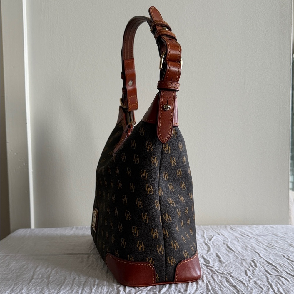 Dooney & Bourke Black and Brown Monogram Shoulder Bag - Picture 3 of 9